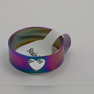 Iridescent Stainless Steel Heart Ring Size 19